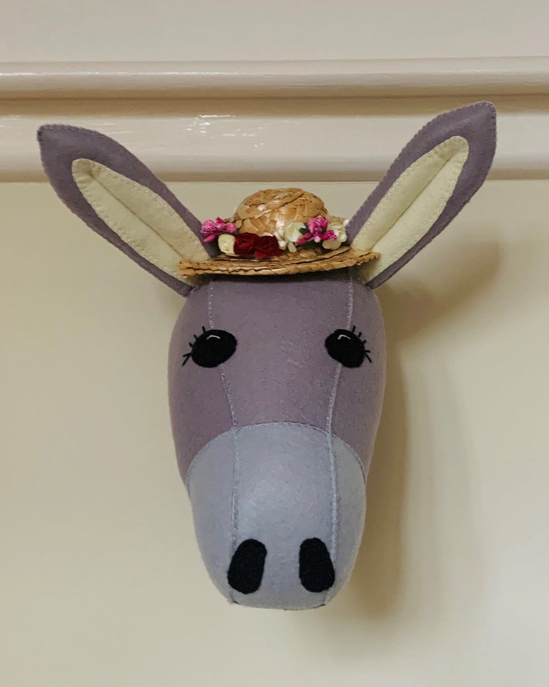 Felt Taxidermy Animal Head Wall Mount Donkey Felt Trophy Head Etsy UK