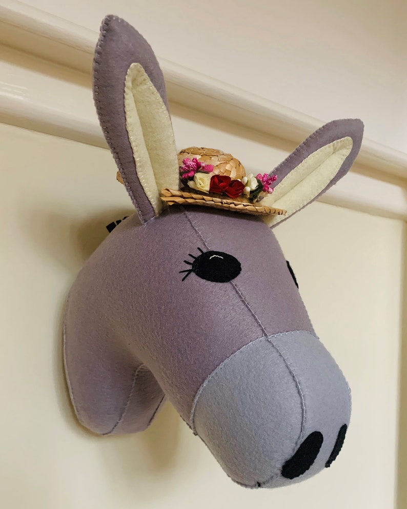 Felt Taxidermy Animal Head Wall Mount Donkey Felt Trophy Head Etsy UK