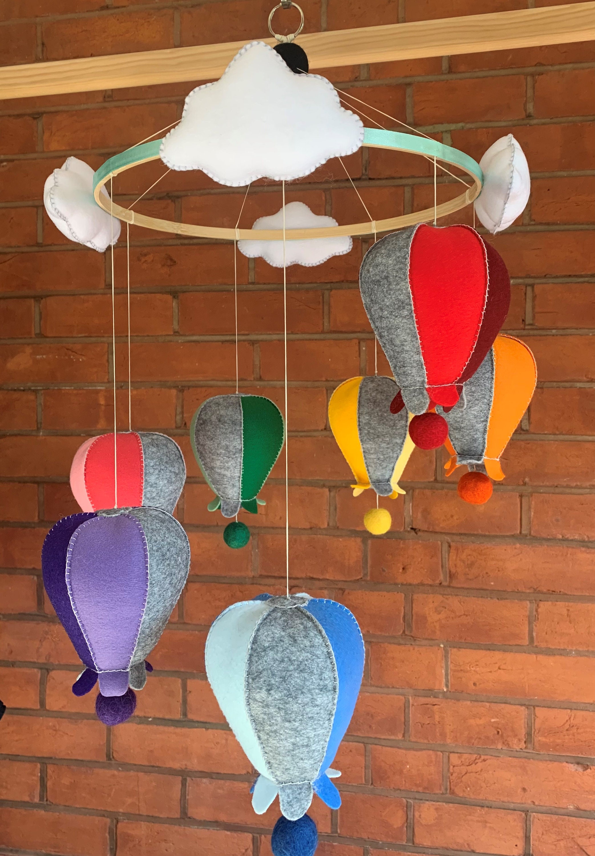 Felt Hot Air Balloon Ceiling Mobile Decoration With Felt Balls - Etsy