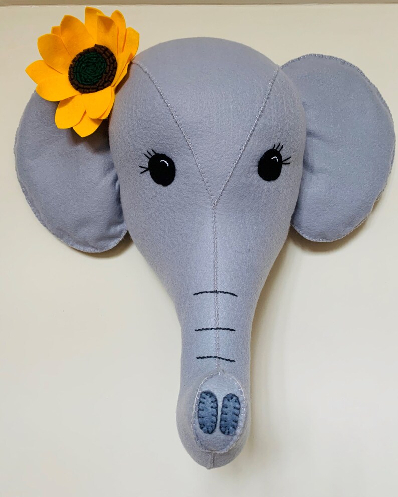 Felt Taxidermy Animal Head Wall Mount Elephant Felt Trophy Etsy