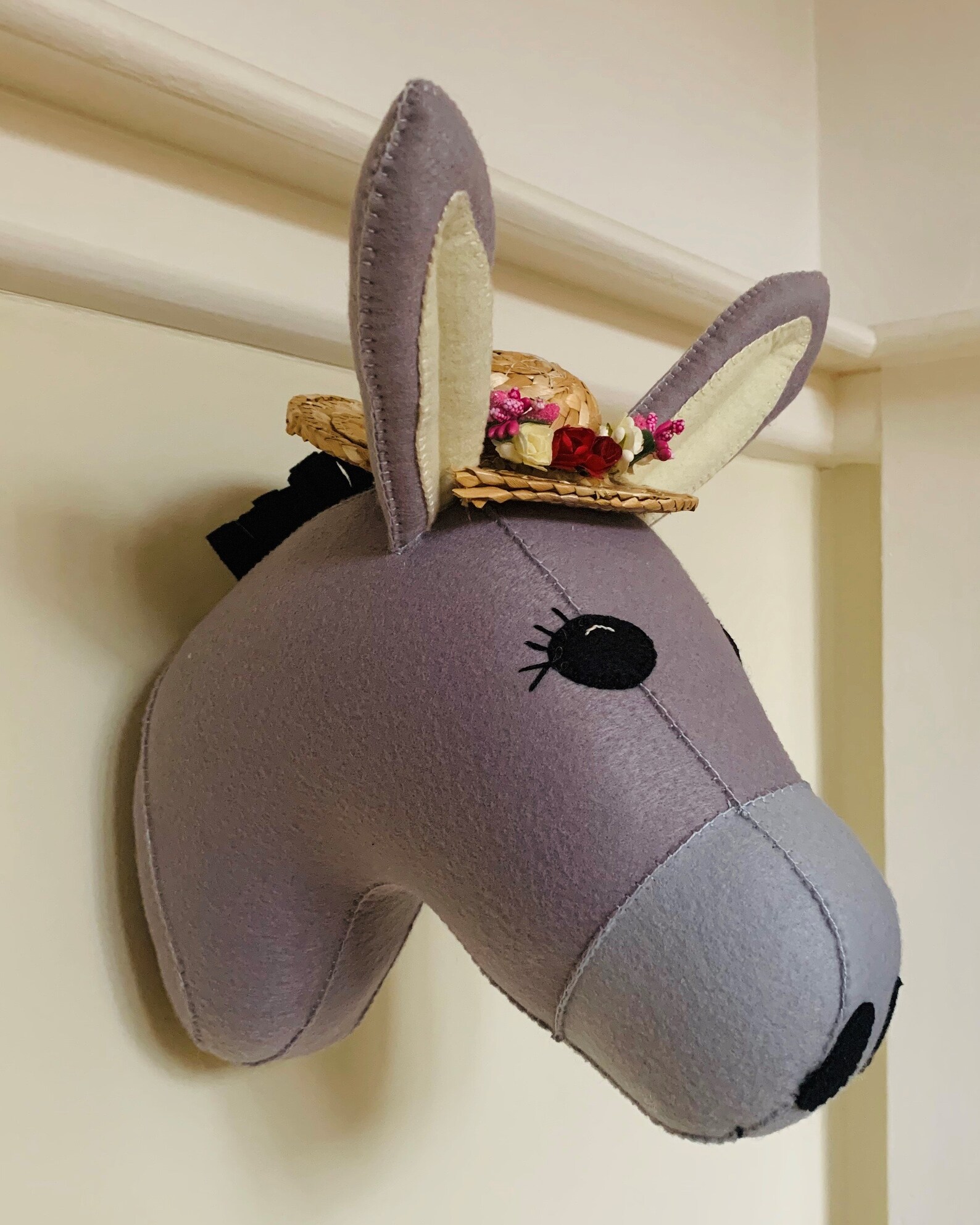 Felt Taxidermy Animal Head Wall Mount Donkey Felt Trophy Head Etsy UK