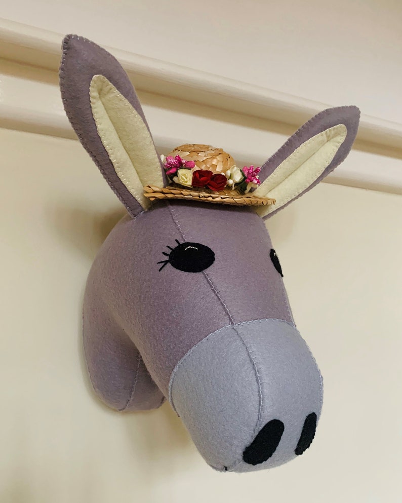 Felt Taxidermy Animal Head Wall Mount Donkey Felt Trophy Head Etsy UK