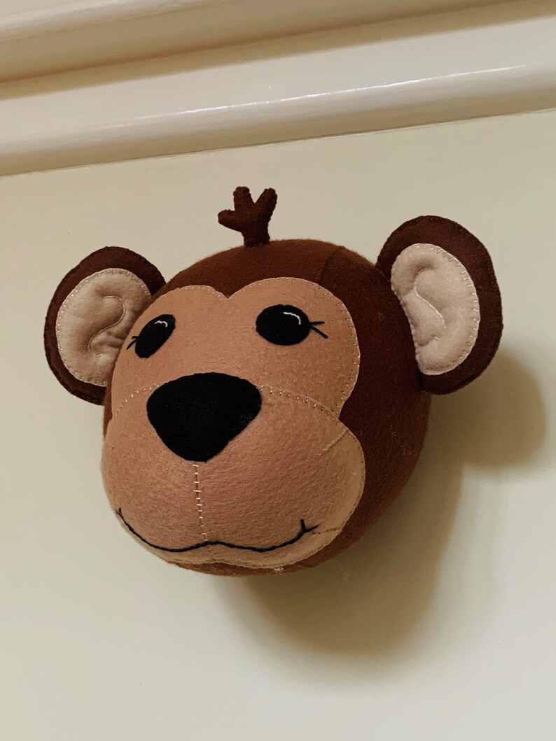 Felt Taxidermy Animal Head Wall Mount Chimpanzee Monkey Felt Trophy