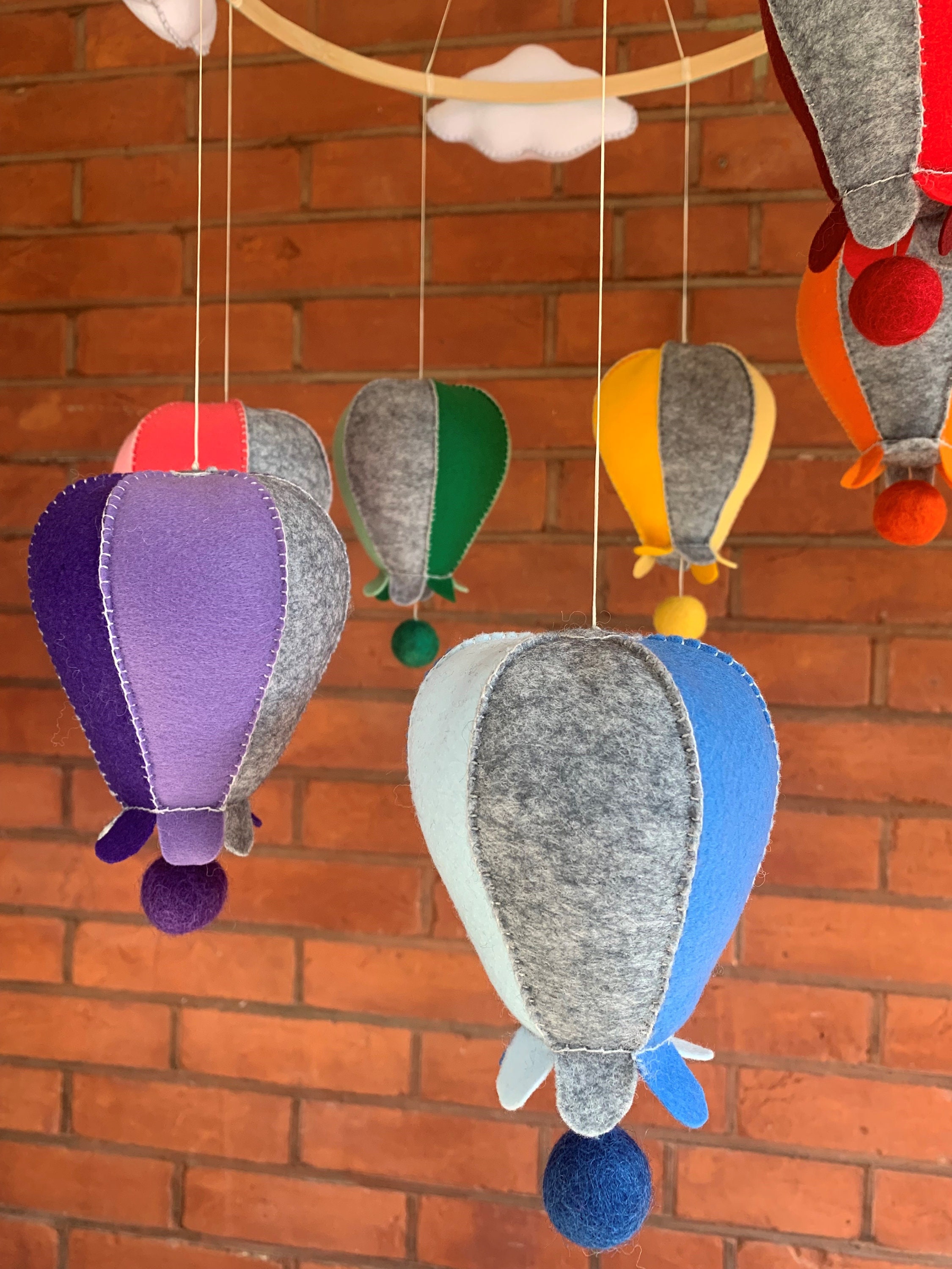 Felt Hot Air Balloon Ceiling Mobile Decoration With Felt Balls - Etsy