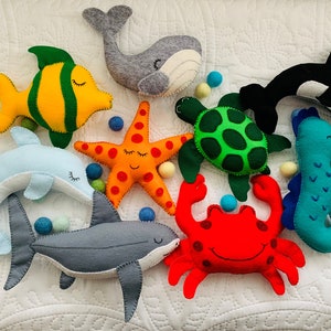 Felt Ocean Sea Creature Animal Custom Bunting Garland Wall Decoration with Felt Balls - You choose!