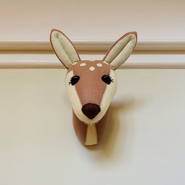 Felt Taxidermy Animal Head Wall Mount - Deer / Fawn Felt Trophy Head