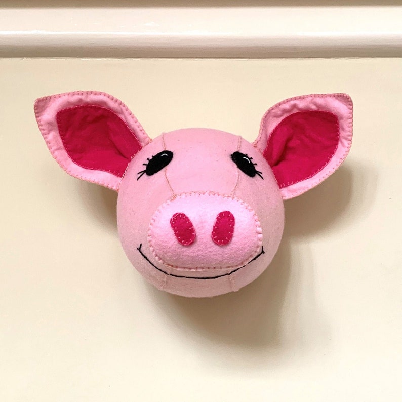 Felt Taxidermy Animal Head Wall Mount Pig Felt Trophy Head Etsy UK