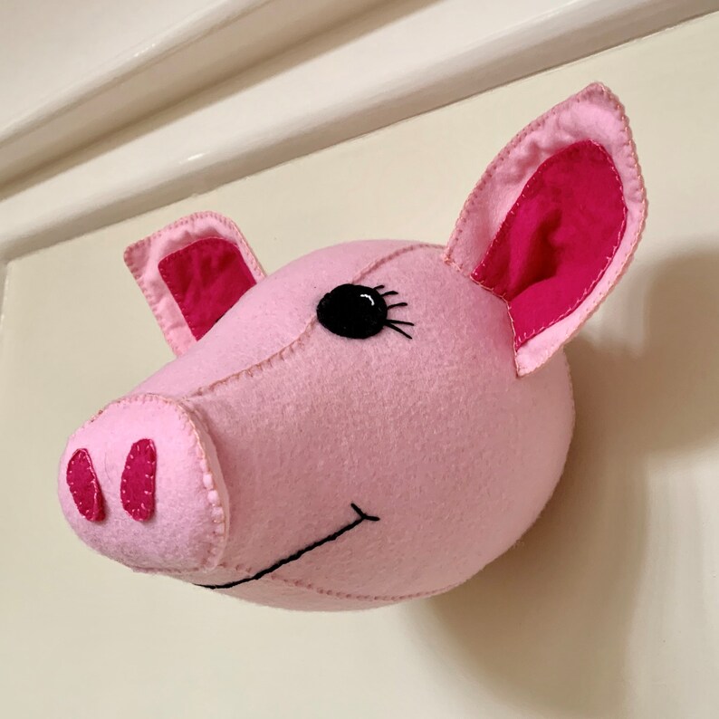 Felt Taxidermy Animal Head Wall Mount Pig Felt Trophy Head Etsy UK