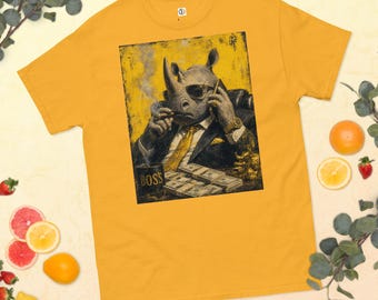 Electric Rhino — Retro Office Boss Tee,  Rhino boss Unisex classic tshirt