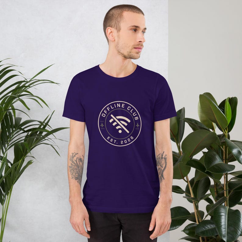 Offline Club Est. 2026 T-Shirt, Digital Detox Minimal Tee, Modern Anti-Social Club Emblem