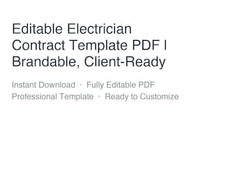 Editable Electrician Contract Template PDF | Brandable, Client-Ready