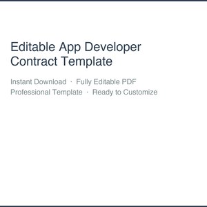 Editable App Developer Contract Template | Brandable PDF