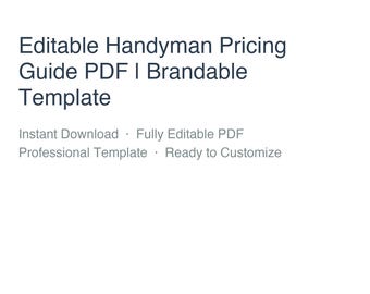 Editable Handyman Pricing Guide PDF | Brandable Template