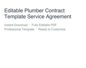 Editable Plumber Contract Template | Brandable PDF Service Agreement