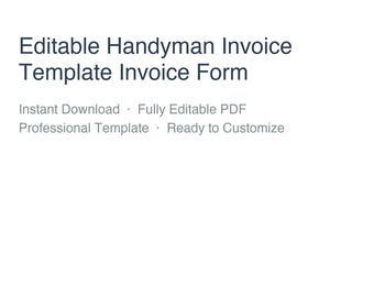 Editable Handyman Invoice Template | Brandable PDF Invoice Form