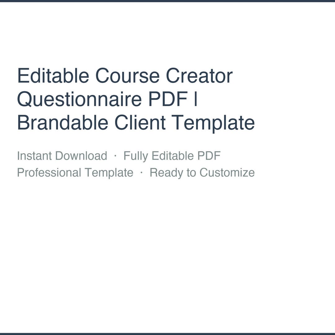 Questionaire Creater Editable Course Creator Questionnaire PDF | Brandable Client Template ...
