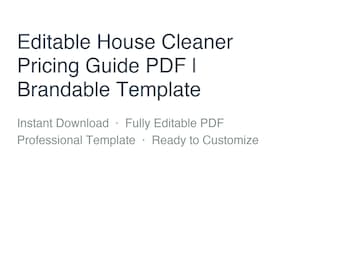 Editable House Cleaner Pricing Guide PDF | Brandable Template