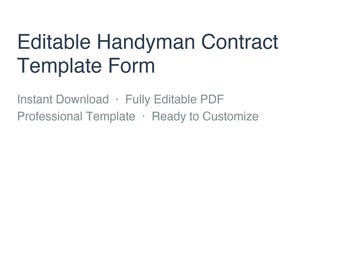 Editable Handyman Contract Template | Brandable PDF Form