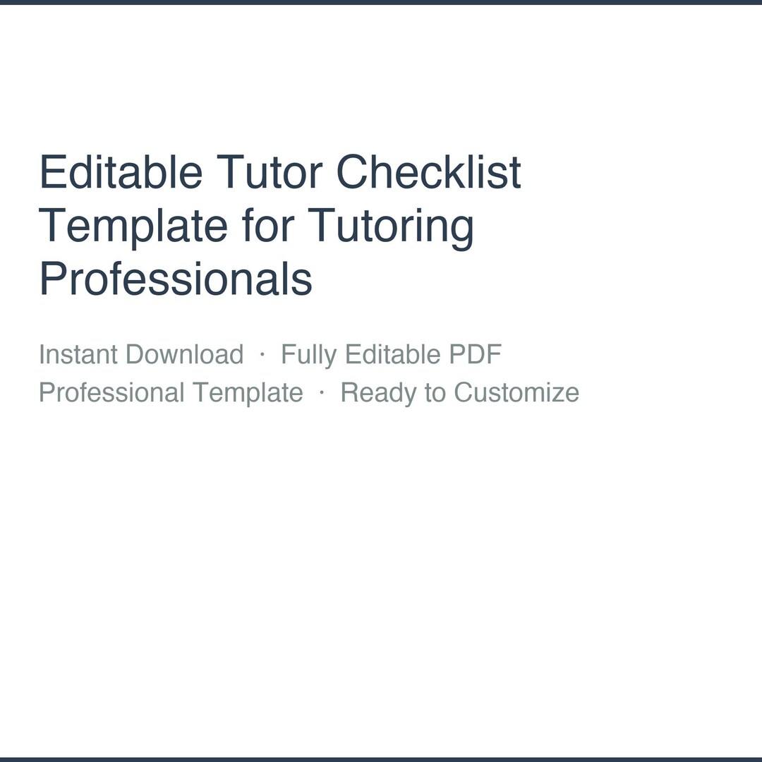 Editable Tutor Checklist Template | Brandable PDF for Tutoring ...