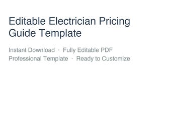 Editable Electrician Pricing Guide Template | Brandable PDF