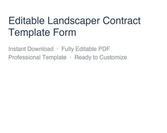 Editable Landscaper Contract Template | Brandable PDF Form