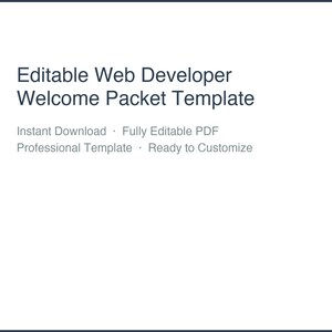 Pack de bienvenue modifiable pour développeur Web | Modèle PDF personnalisable