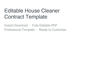 Editable House Cleaner Contract Template | Brandable PDF