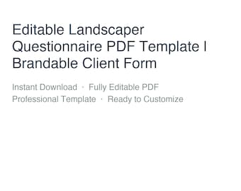 Editable Landscaper Questionnaire PDF Template | Brandable Client Form
