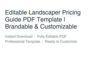 Editable Landscaper Pricing Guide PDF Template | Brandable & Customizable