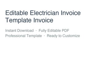 Editable Electrician Invoice Template | Brandable PDF Invoice