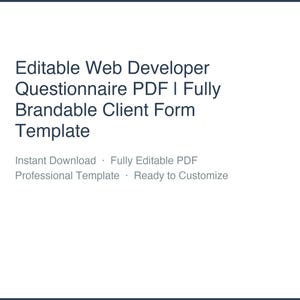 Questionário para desenvolvedor web em PDF editável | Modelo de formulário para cliente totalmente personalizável