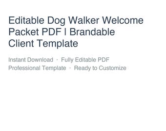 Editable Dog Walker Welcome Packet PDF | Brandable Client Template