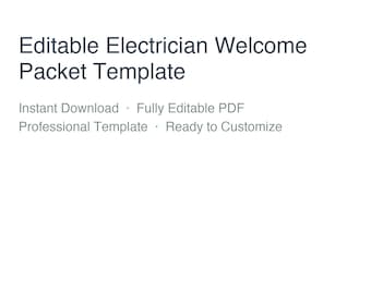 Editable Electrician Welcome Packet | Brandable PDF Template