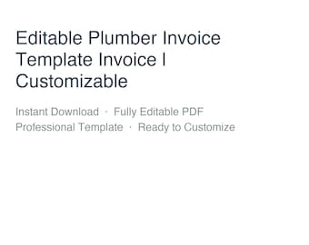 Editable Plumber Invoice Template | Brandable PDF Invoice | Customizable