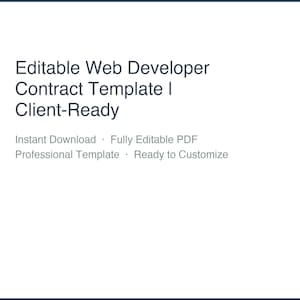 Editable Web Developer Contract Template | Brandable PDF | Client-Ready