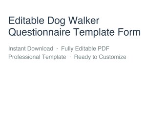Editable Dog Walker Questionnaire Template | Brandable PDF Form