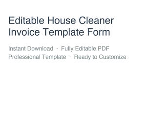 Editable House Cleaner Invoice Template | Brandable PDF Form