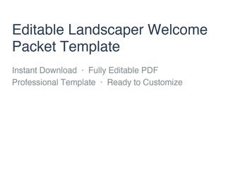 Editable Landscaper Welcome Packet Template | Brandable PDF