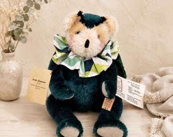 Orsacchiotto originale Grisly Gerry Grasshopper da 25 cm in mohair, Germania, edizione limitata 223/333, con etichette, da collezione.