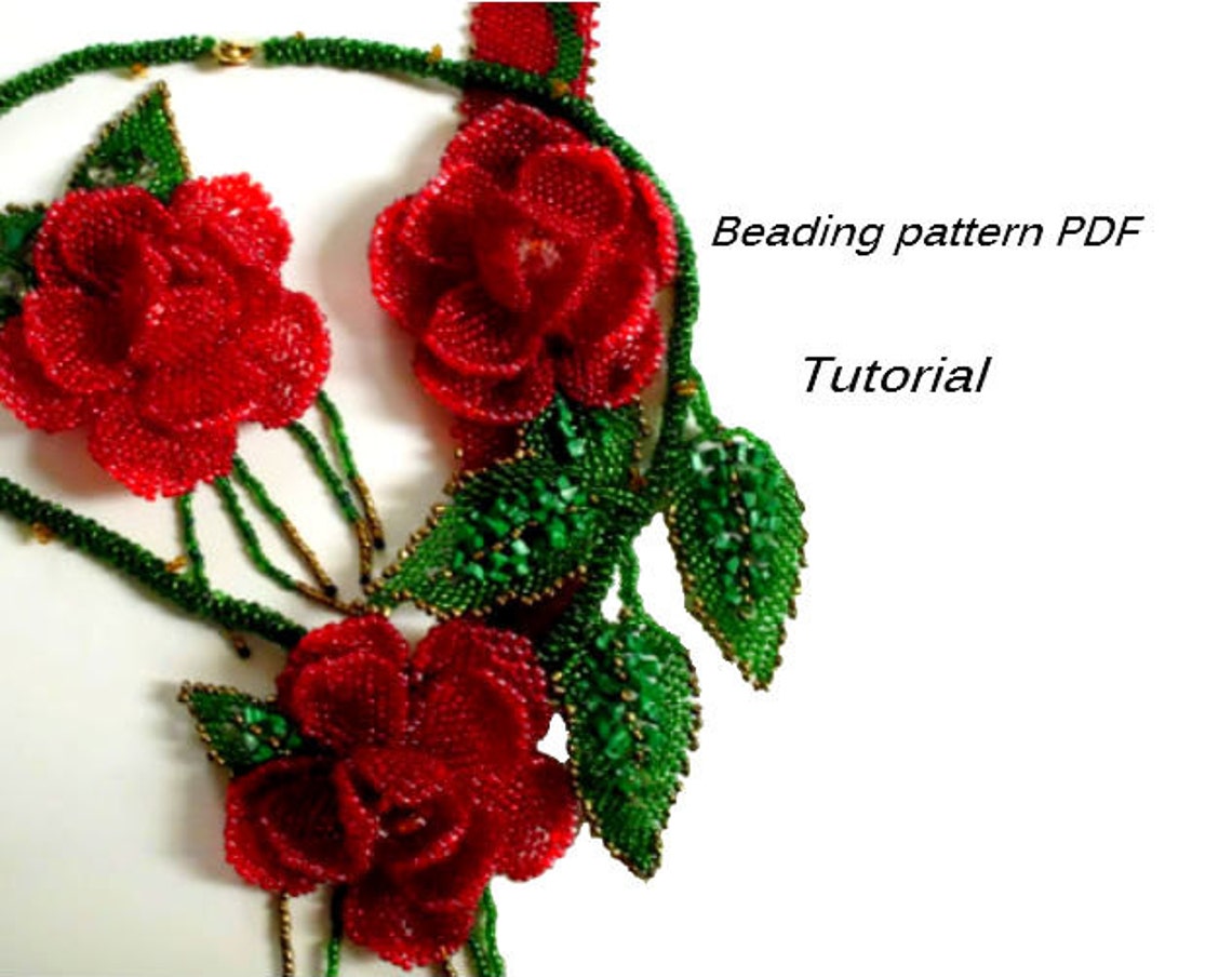 Beading pattern. Beaded bracelet brooch necklace Roses. Etsy
