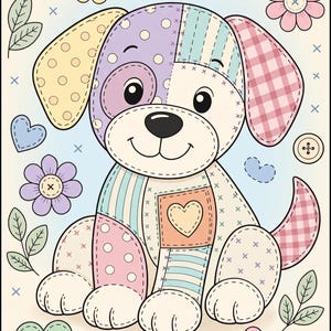 Libro para colorear de criaturas de patchwork para niños, páginas de actividades imprimibles en PDF. imagen 12
