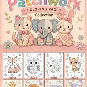 Libro para colorear de criaturas de patchwork para niños, páginas de actividades imprimibles en PDF. imagen 13