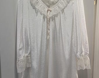 Vintage Christian Dior Lace Peignoir babydoll-nachthemd wit romantisch M