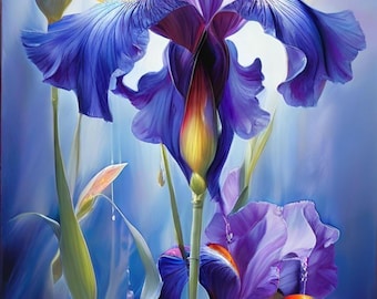 Bulbos de iris holandés de San Valentín, flores resistentes de color púrpura para primavera.