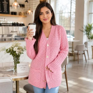 Crochet Cardigan Pattern, Timeless Star Stitch, Women's Sizes XS-5X, PDF Download