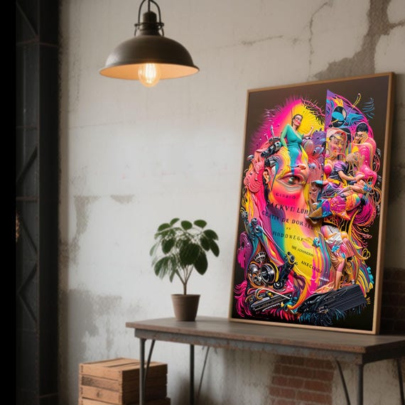 Psychedelic Face Collage Art Print | Surreal Pop Art Wall Poster (Digital Download)