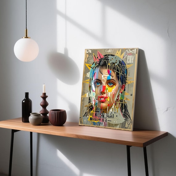 Woman Portrait Wall Art, Deconstructed Face Collage Poster, Street Art Print (Digital Download)