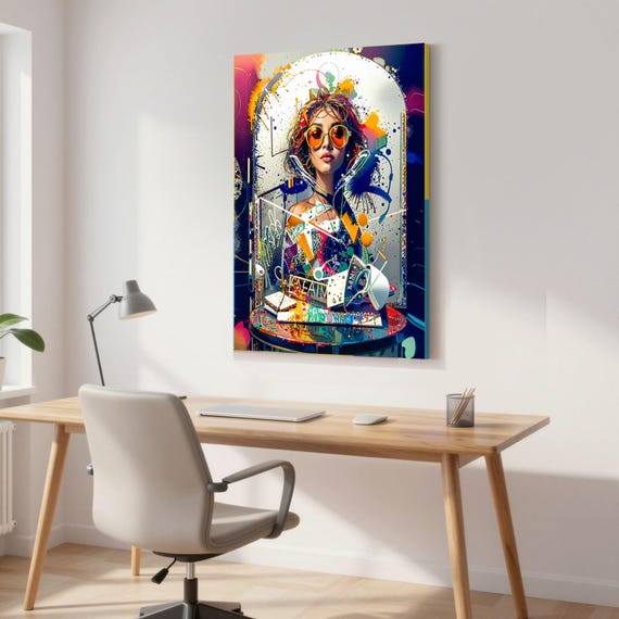 Graffiti Mirror Girl Art | Neon Urban Portrait Poster | Street Art Bedroom Decor | Bold Maximalist Wall Art | Printable Digital Download