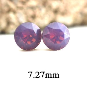 7.27mm Cyclamen Opal Studs, Rhinestone Studs, Purple Opal Studs, Crystal Stud Earrings, Opal Crystal Earrings