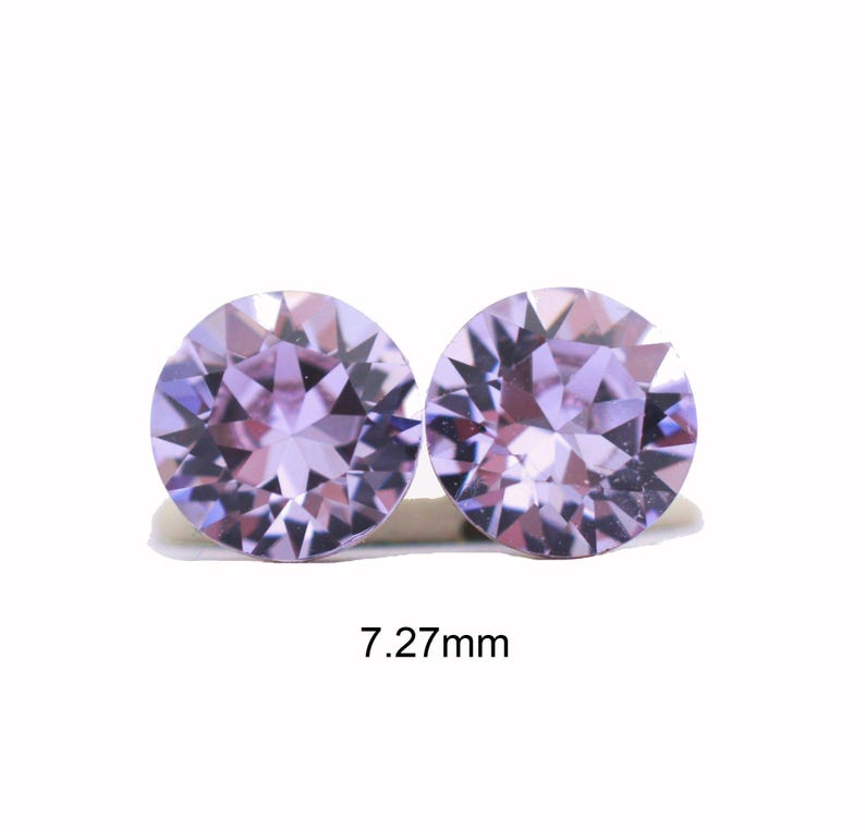 Pendientes de cristal violeta, 7,27 mm, pendientes morados, pendientes morados imagen 2